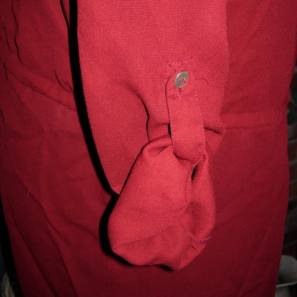 Japna Maroon Tie waist Button Front Shirt Dress XL - Picture 3 of 5